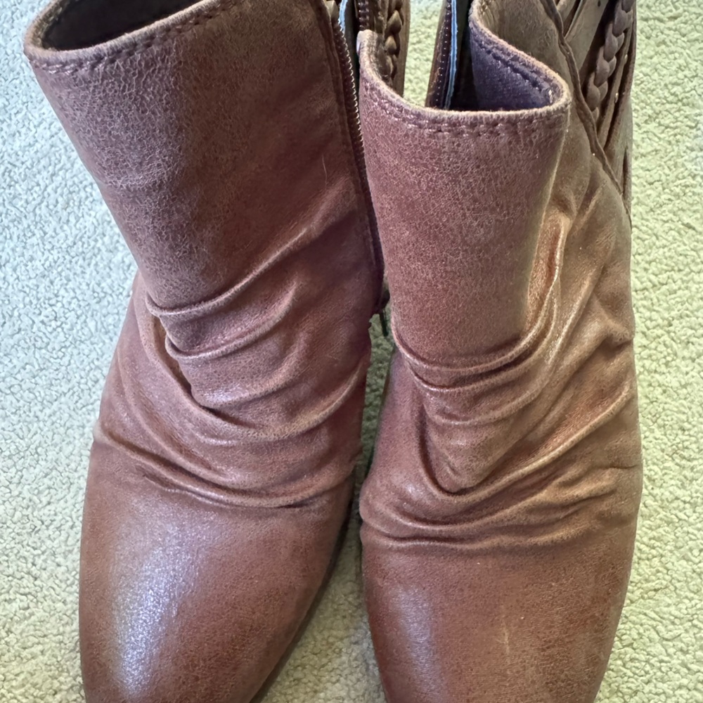 BareTraps Brown Ankle Booties with Ruched Design